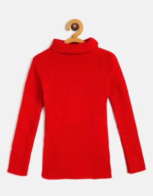 ATTIRE FASHION Solid High Neck Casual Baby Boys & Baby Girls Red Sweater