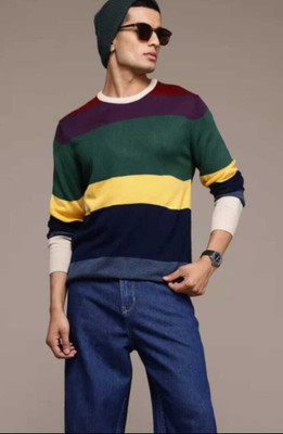 Roadster Striped Round Neck Casual Men Multicolor Sweater