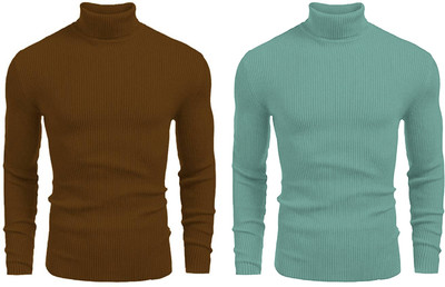 Cat Bunny Solid High Neck Casual Men Multicolor Sweater