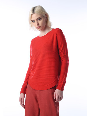 ONLY Self Design Round Neck Casual Women Red Sweater