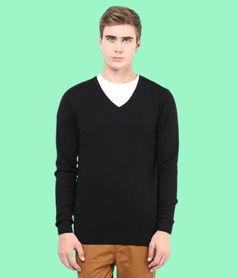 ZAKOD Solid V Neck Casual Men Black Sweater