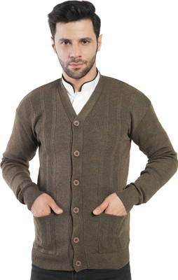 Life and style Self Design V Neck Casual Men Beige Sweater