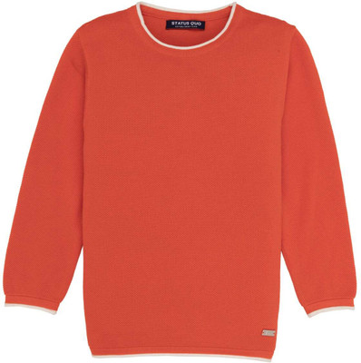 Status Quo Solid Round Neck Casual Boys Orange Sweater