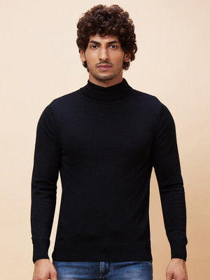 Globus Solid Turtle Neck Casual Men Black Sweater