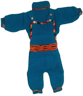 CASA Solid Round Neck Casual Baby Boys & Baby Girls Blue Sweater