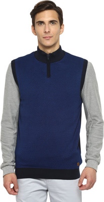 TURTLE Printed Turtle Neck Casual Men Blue, Black Sweater