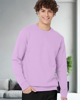 AUSK Solid Round Neck Casual Men Purple Sweater