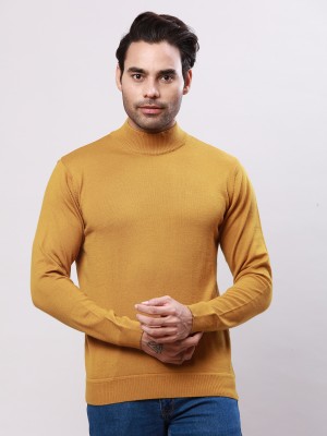 Raymond Solid Crew Neck Casual Men Yellow Sweater