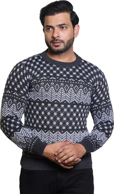 Grand Line Geometric Print Round Neck Casual Men Multicolor Sweater