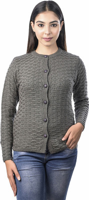 Varenyam Self Design Round Neck Lounge Wear Women Grey Sweater
