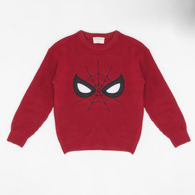 Pantaloons Junior Floral Print Round Neck Casual Boys Red Sweater