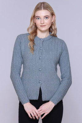 HIMYUG Self Design Round Neck Casual Women Grey Sweater