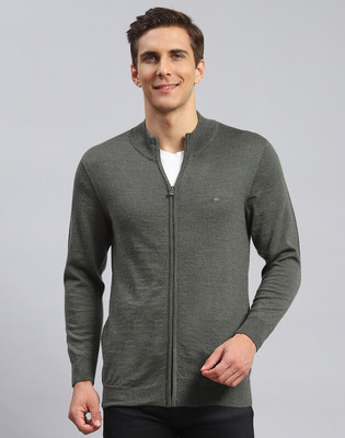 MONTE CARLO Solid Collared Neck Casual Men Dark Green Sweater