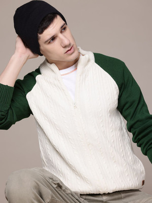 Roadster Self Design, Colorblock Casual Men Red Sweater
