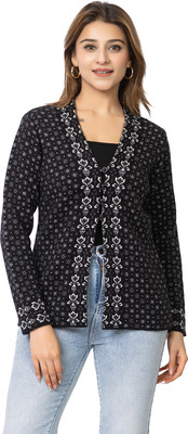 TWENTY ME Printed V Neck Casual Women Black, White Sweater