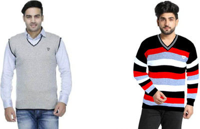 AAVYARA Solid V Neck Casual Women Multicolor Sweater
