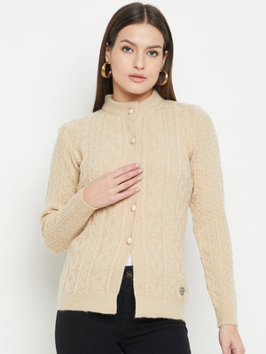 DUKE Self Design Round Neck Casual Women Beige Sweater