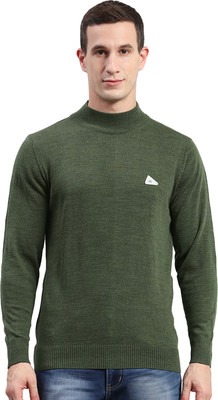 MONTE CARLO Solid Turtle Neck Casual Men Green Sweater