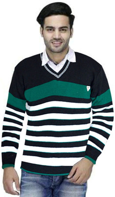 PrathaVastra Striped V Neck Casual Men Multicolor Sweater