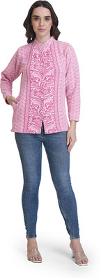 manra Checkered Turtle Neck Casual Women Pink Sweater