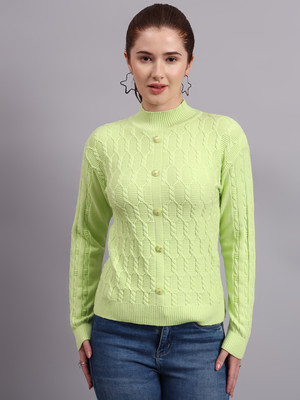 MODKLINE Self Design Turtle Neck Casual Women Green Sweater