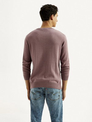 LEVI'S Graphic Print Crew Neck Casual Men Purple Sweater