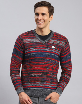 MONTE CARLO Striped V Neck Casual Men Multicolor Sweater