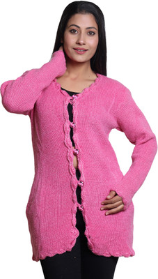 speed line hosiery Self Design Round Neck Casual Women Pink Sweater