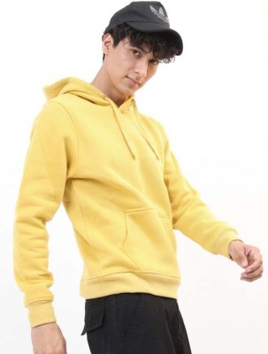 vnfusion Solid Hooded Neck Casual Men Yellow Sweater