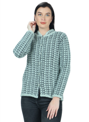 HITTIKA Woven Round Neck Casual Women Light Green Sweater