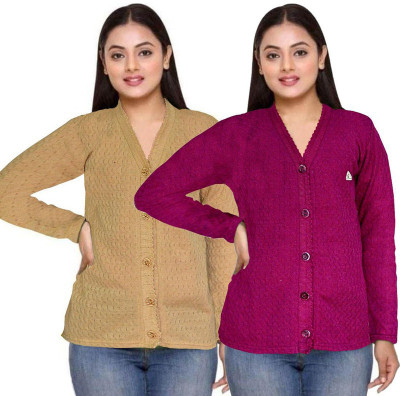 Homezilla Solid V Neck Casual Women Multicolor Sweater