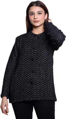 hrd7 Self Design Round Neck Casual Women Black Sweater