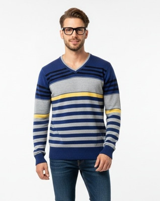 FORWARDS Striped V Neck Casual Men Multicolor Sweater