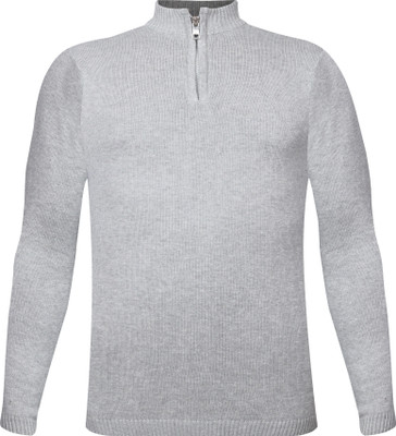 Clothify Solid High Neck Casual Boys Grey Sweater