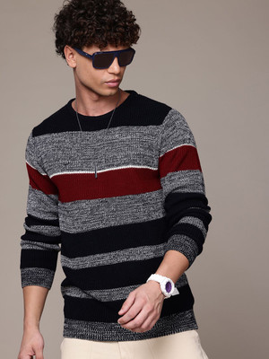 Roadster Striped Round Neck Casual Men Multicolor Sweater