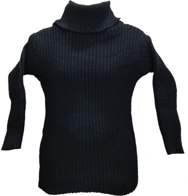 siccity Solid High Neck Casual Boys & Girls Blue Sweater