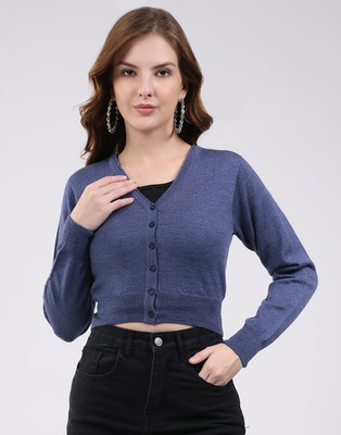 MONTE CARLO Solid Casual Women Blue Sweater