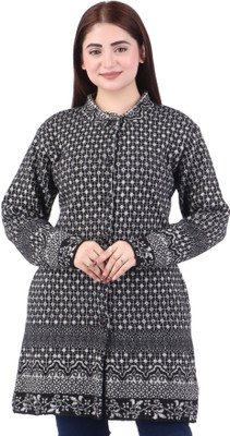 Frankfurt Printed Round Neck Casual Women Black Sweater