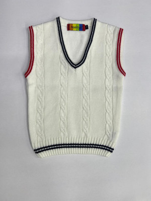 Modstyle Self Design V Neck Casual Boys & Girls White Sweater