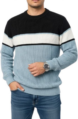 jovail Solid Round Neck Casual Men Black Sweater