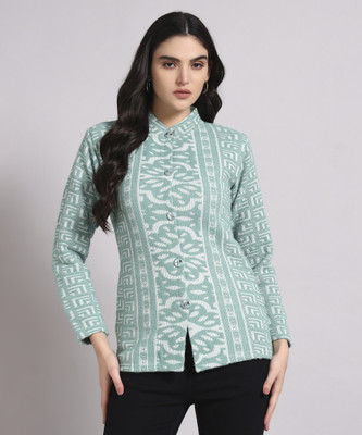 BIG Dreams Collection Floral Print Round Neck Casual Women Green Sweater