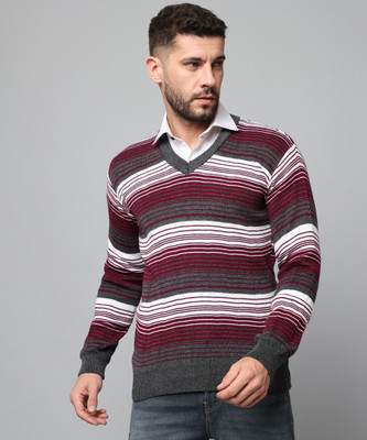 ZEPPI Striped V Neck Casual Men Multicolor Sweater
