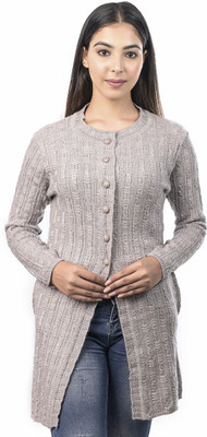 Varenyam Self Design Round Neck Lounge Wear Women Grey Sweater