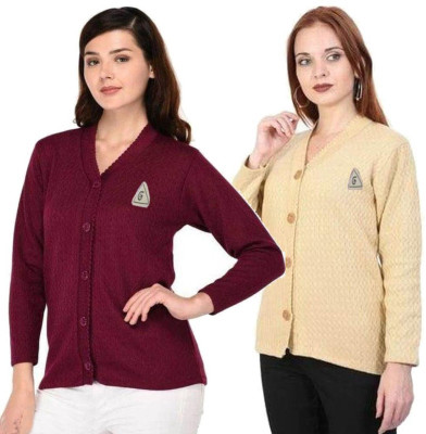 Homezilla Solid V Neck Casual Women Multicolor Sweater