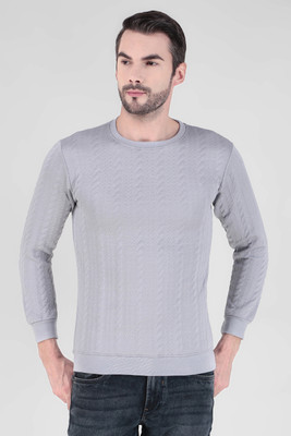 KLAXXY ENTERPRISES Solid Round Neck Casual Men Grey Sweater