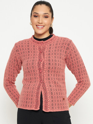 DUKE Self Design Round Neck Casual Women Pink Sweater