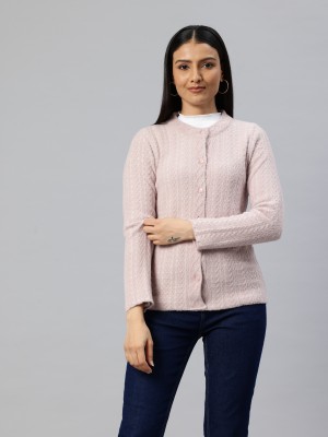 PIERRE CARLO Self Design Round Neck Casual Women Pink Sweater