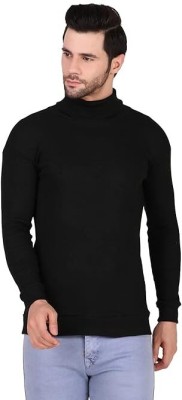 ZAKOD Solid High Neck Casual Men Black Sweater