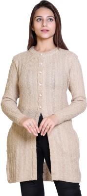 Varenyam Self Design Round Neck Party Women Beige Sweater