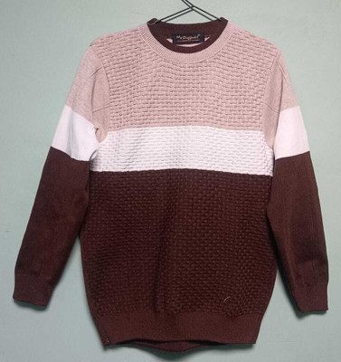 ssz Solid Round Neck Casual Men Pink, White, Brown Sweater
